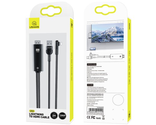 Дата кабель USAMS US-SJ442 U53 Lightning to HDMI (2m) (00000049210_1)