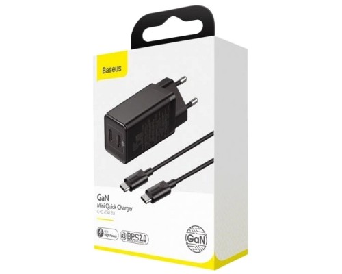 СЗУ Baseus GaN2 QC (2 Type-C/ 45W) + кабель Type-C to Type-C 65W (CCGAN) (00000048646_2)