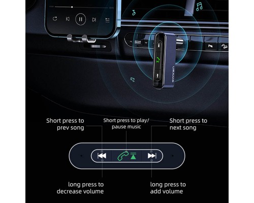 Bluetooth ресивер USAMS US-SJ519 3.5DC Mini Car Wireless Audio Receiver BT5.0 (00000051948_1)