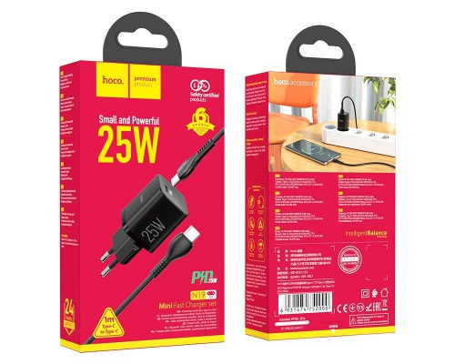 СЗУ HOCO N19 Rigorous PD25W 1Type-C + cable Type-C to Type-C (00000052993_2)