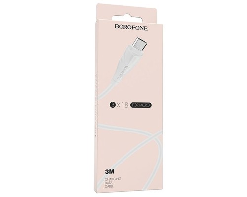 Дата кабель Borofone BX18 Optimal USB to MicroUSB (3m) (00000057039_1)