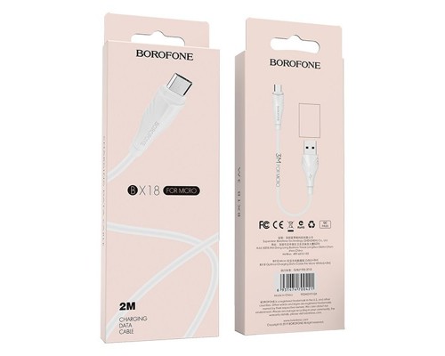 Дата кабель Borofone BX18 Optimal USB to MicroUSB (2m) (00000056879_1)
