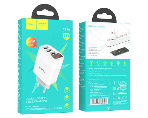 СЗУ Hoco C93A Ease charge 3-port digital display charger (00000055831_1)