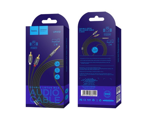 Аудио кабель Aux Hoco UPA10 Lotus Double RCA Audio 3.5 mm (1,5м) (00000032941_1)
