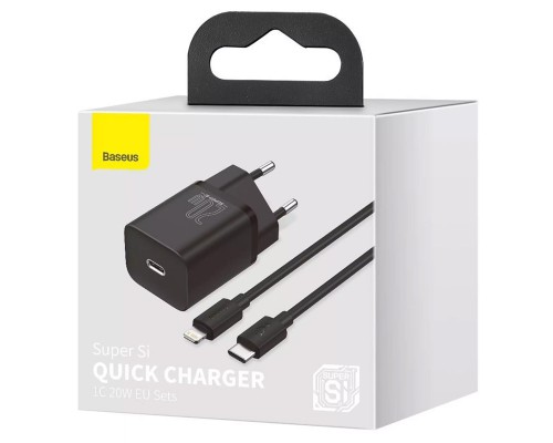 СЗУ Baseus Super Si Quick Charger 1C 20W + кабель Type-C to Lightning (TZCCSUP-B) (00000048652_1)