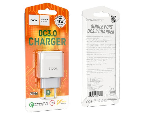 СЗУ Hoco C72Q Glorious QC3.0 18W (1USB/3A) (00000041730_1)