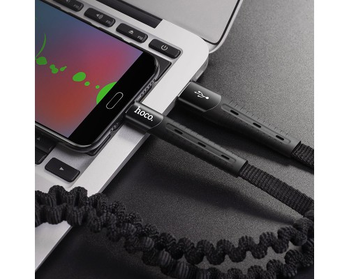 Дата кабель Hoco U78 "Cotton treasure elastic" MicroUSB (1.2М) (00000039185_1)