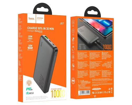Портативное зарядное устройство Power Bank Hoco J87 Tacker PD20W+QC3.0 10000 mAh (00000053704_2)