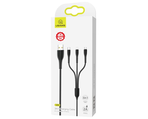 Дата кабель Usams US-SJ367 U35 3in1 USB to Combo 2A (1m) (00000036473_2)