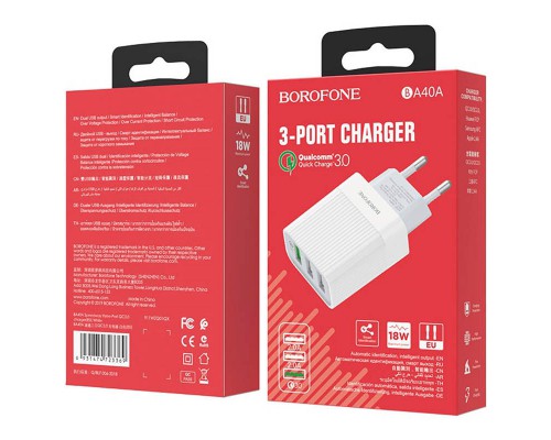СЗУ Borofone BA40A Speedway three-Port QC3.0 (00000056892_1)