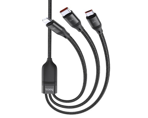 Дата кабель Hoco U104 Ultra 6A 3in1 Lightning -MicroUSB-Type-C (1.2m) (00000055899_1)