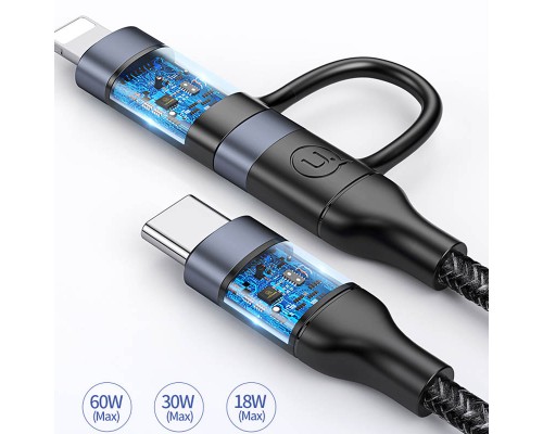 Дата кабель Usams US-SJ403 U31 60W Fast charging Type-C to Type-C / Lightning (1.2m) (00000036166_1)