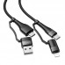 Дата кабель Borofone BU28 Multi-energy 4in1 Type-C/USB - Type-C/Lightning (1.2m) (00000055367_1)