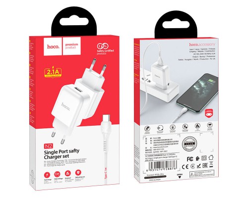 СЗУ HOCO N2 (1USB/2.1A) + USB - Type-C (00000049071_2)