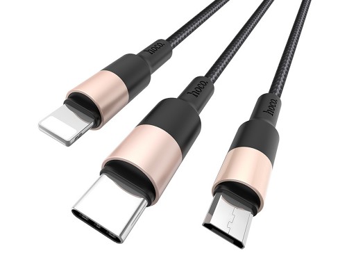 Дата кабель Hoco X26 Xpress 3in1 Lightning -MicroUSB-Type-C (1m) (00000035244_2)