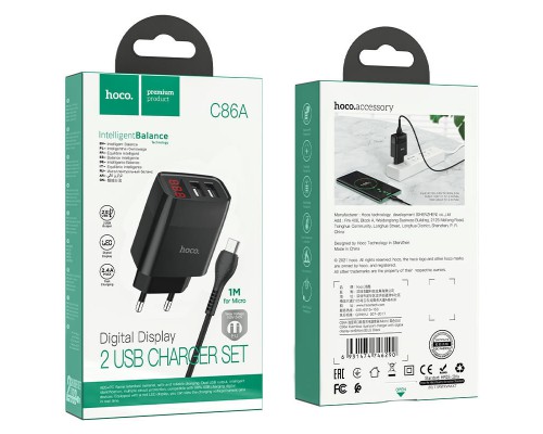 СЗУ HOCO C86A (2USB/2.4A) + MicroUSB (00000053016_2)