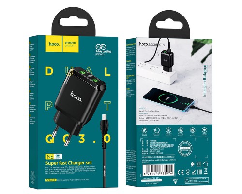 СЗУ HOCO N6 QC3.0 (2USB/3A) + USB - MicroUSB (00000049065_2)