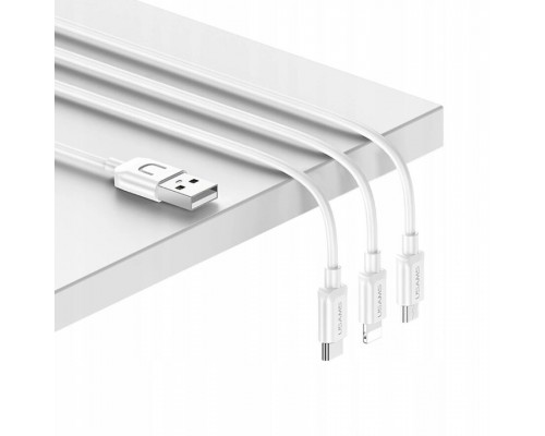 СЗУ USAMS-LT T18 Single USB Travel Charger (EU) +3IN1 Charging Cable-U Turn Series (00000049237_1)
