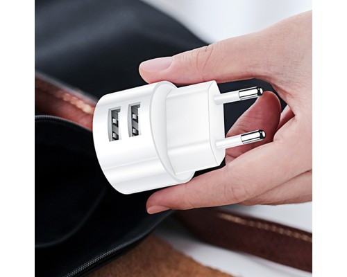 СЗУ USAMS T20 Dual USB Round Travel Charger (EU)+U35 Micro USB cable (00000034479_1)