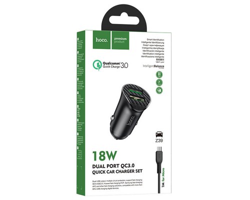 АЗУ Hoco Z39 QC3.0 (2USB) + MicroUSB (00000041719_2)