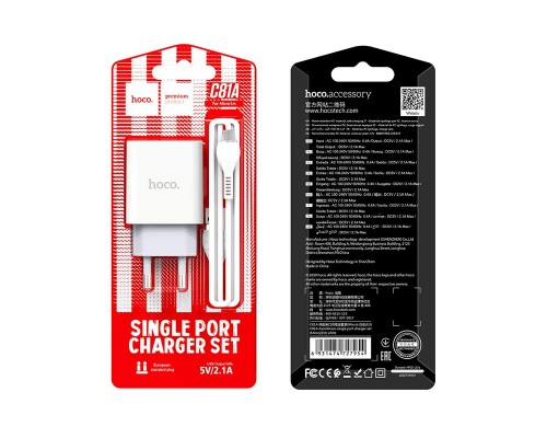 СЗУ HOCO C81A (1USB/2.1A) + MicroUSB (00000042359_1)