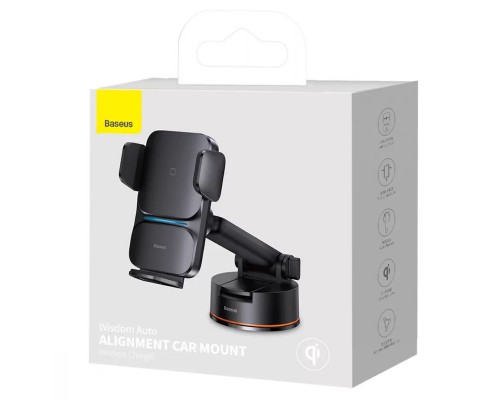 Автодержатель с БЗУ Baseus Wisdom Auto Alignment (QI 15W) (Suction base) (CGZX000101) (00000063655_1)