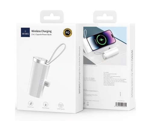 Портативное ЗУ Power Bank WIWU W026 2 in 1 Type-C с БЗУ For Apple Watch 15W 5000 mAh (00000071980_1)