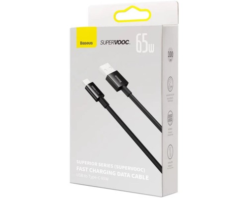 Дата кабель Baseus Superior Series (SUPERVOOC) Fast Charging USB to Type-C 65W 1m (CAYS00090) (00000066021_1)