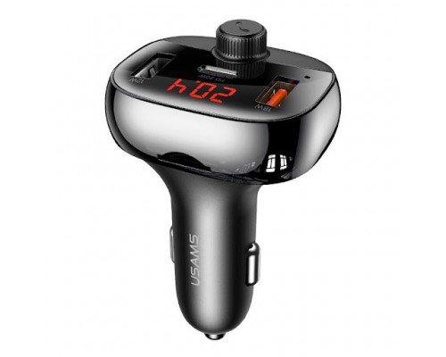 АЗУ Usams US-CC143 C25 50W 2A+C 3 Ports Digital Display Wireless FM Car Charger (00000051951_1)
