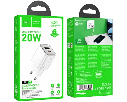 СЗУ Hoco N46 Glorious PD20W+QC3.0 (1USB-A/1C) (00000073949_1)