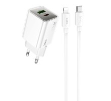 СЗУ Hoco N46 Glorious PD20W+QC3.0 (1USB-A/1C) + Type-C to Lightning (00000073952_1)