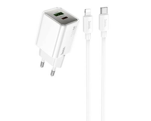 СЗУ Hoco N46 Glorious PD20W+QC3.0 (1USB-A/1C) + Type-C to Lightning (00000073952_1)