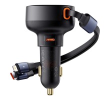 АЗУ Baseus Enjoyment Pro Car Charger C + Retractable Type-C and Lightning 60W (C00057802111-0) (00000070593_1)
