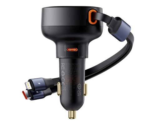 АЗУ Baseus Enjoyment Pro Car Charger C + Retractable Type-C and Lightning 60W (C00057802111-0) (00000070593_1)
