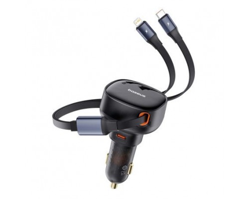 АЗУ Baseus Enjoyment Pro Car Charger C + Retractable Type-C and Lightning 60W (C00057802111-0) (00000070593_1)