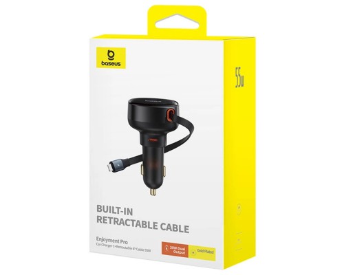АЗУ Baseus Enjoyment Pro Car Charger C + Retractable Type-C and Lightning 60W (C00057802111-0) (00000070593_1)