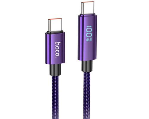 Дата кабель Hoco U125 Benefit 100W Type-C to Type-C with display (1.2m) (00000069079_1)