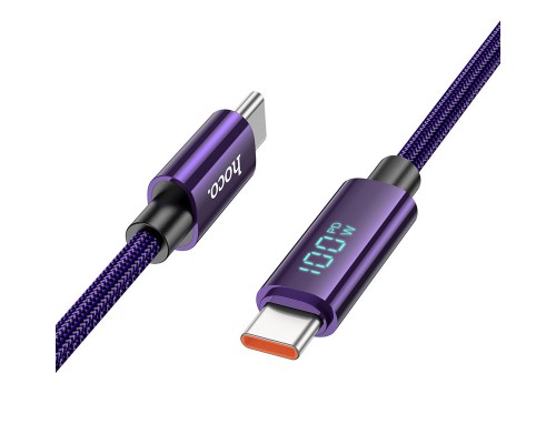 Дата кабель Hoco U125 Benefit 100W Type-C to Type-C with display (1.2m) (00000069079_1)