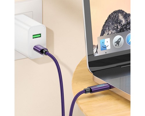 Дата кабель Hoco U125 Benefit 100W Type-C to Type-C with display (1.2m) (00000069079_1)