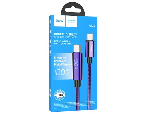 Дата кабель Hoco U125 Benefit 100W Type-C to Type-C with display (1.2m) (00000069079_1)