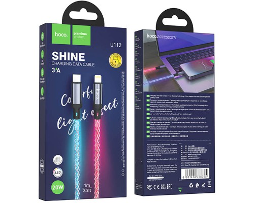 Дата кабель Hoco U112 Shine 20W Type-C to Lightning (1m) (00000069084_1)