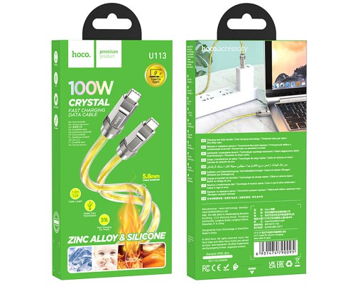 Дата кабель Hoco U113 Solid 100W Type-C to Type-C (1m) (00000069086_1)