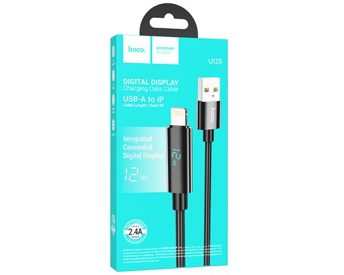 Дата кабель Hoco U125 Benefit 2.4A USB to Lightning with display (1.2m) (00000069091_1)