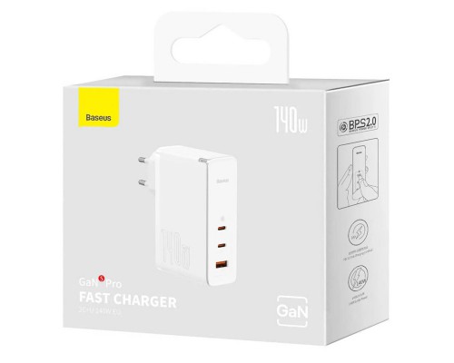 СЗУ Baseus GaN5 Pro 2Type-C+USB 140W EU (with Type-C to Type-C 140W (1m)) (CCGP100201) (00000063773_2)