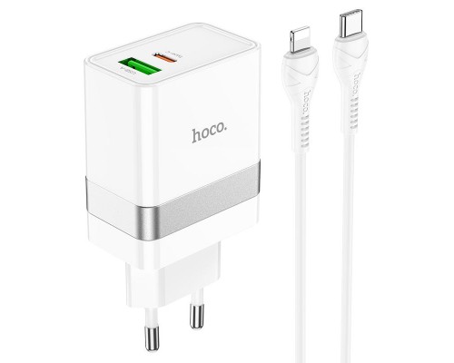 СЗУ Hoco N21 Topspeed PD30W+QC3.0 (1USB/1Type-C/3A) + Type-C to Lightning (00000063862_1)
