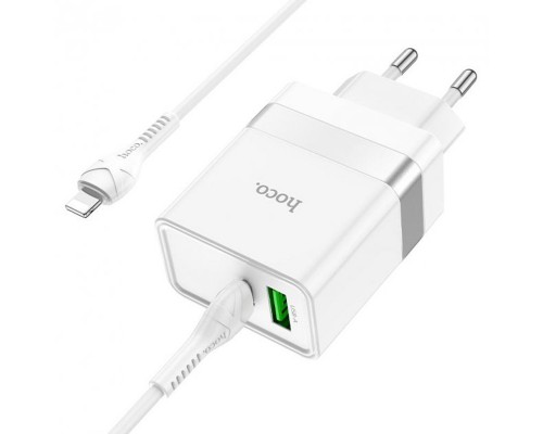 СЗУ Hoco N21 Topspeed PD30W+QC3.0 (1USB/1Type-C/3A) + Type-C to Lightning (00000063862_1)
