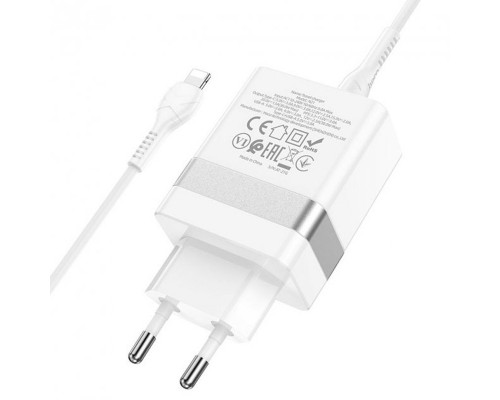 СЗУ Hoco N21 Topspeed PD30W+QC3.0 (1USB/1Type-C/3A) + Type-C to Lightning (00000063862_1)