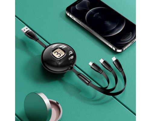 Дата кабель Usams US-SJ508 U69 3IN1 Retractable Cable 1m (00000049214_1)