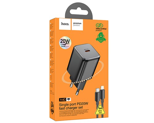 СЗУ Hoco N40 Mighty 1C PD20W + Type-C to Lightning (00000069107_1)
