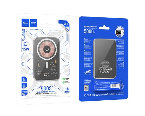 Портативное ЗУ Power Bank Hoco Q14 Ice Crystal PD20W с БЗУ 5000 mAh (00000068372_1)